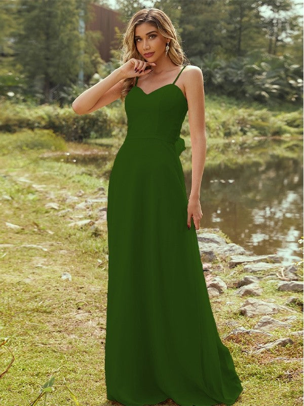 A-Line/Princess Chiffon Sash/Ribbon/Belt Sweetheart Sleeveless Floor-Length Bridesmaid Dresses Evening Dress