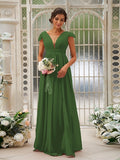 A-Line/Princess Chiffon Ruffles V-neck Sleeveless Sweep/Brush Train Bridesmaid Dresses Evening Dress