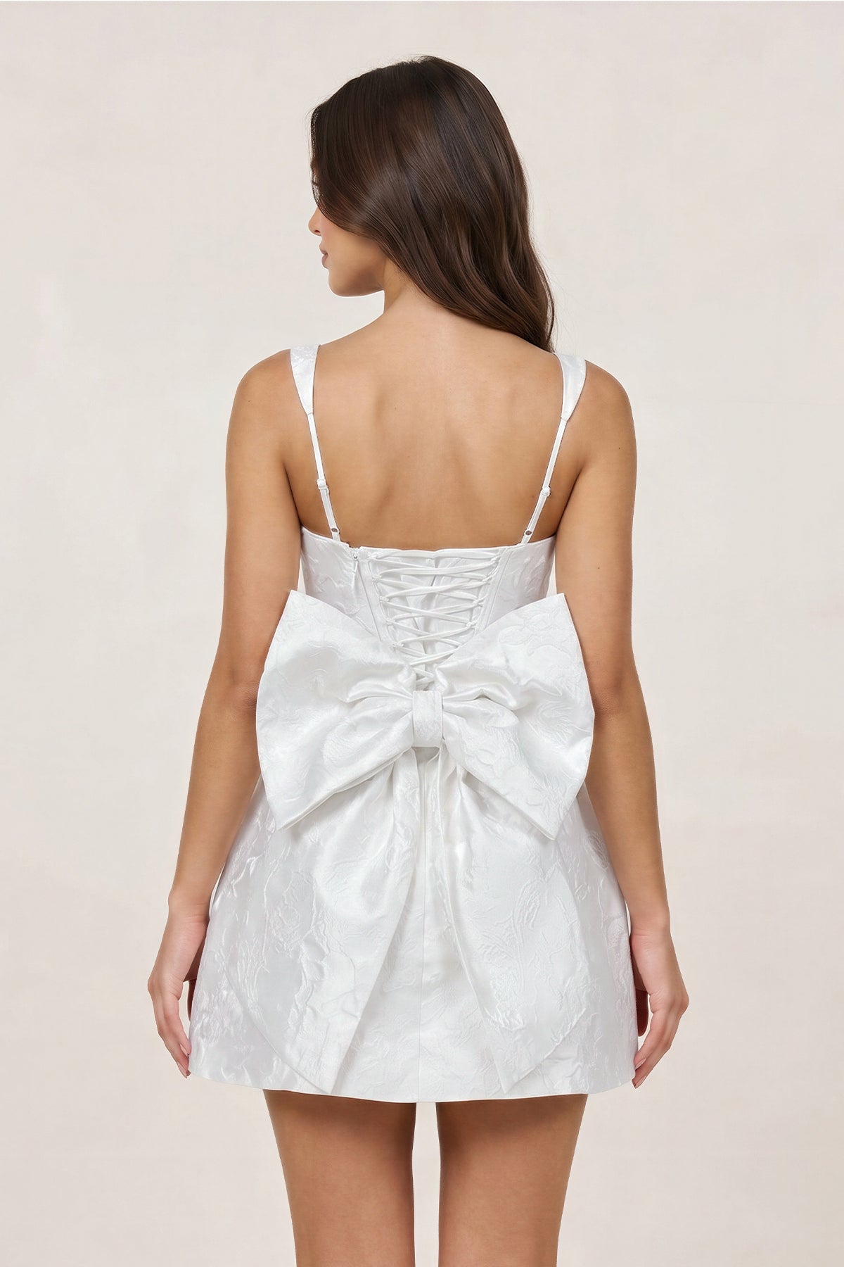 White - Square Neck A Line Short Homecoming Dresses With Bow