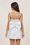 White - Square Neck A Line Short Homecoming Dresses With Bow