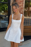 White - Square Neck A Line Short Homecoming Dresses With Bow