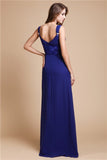 Sheath/Column V-neck Sleeveless Ruffles Long Chiffon Bridesmaid Dresses Evening Prom Dress