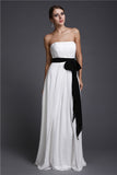 Sheath/Column Strapless Sash/Ribbon/Belt Long Sleeveless Chiffon Bridesmaid Dresses Evening Prom Dress