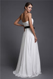 Sheath/Column Strapless Sash/Ribbon/Belt Long Sleeveless Chiffon Bridesmaid Dresses Evening Prom Dress