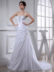 A-Line/Princess Beading Long Sleeveless Taffeta Wedding Dresses Bridal Gowns