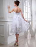 A-Line/Princess Beading Sleeveless Short Organza Taffeta Applique Wedding Dresses Bridal Gowns