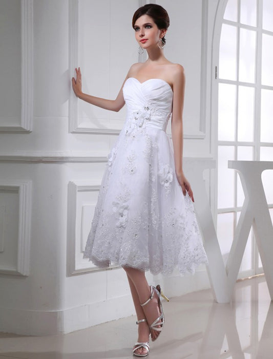A-Line/Princess Beading Sweetheart Sleeveless Organza Applique Taffeta Wedding Dresses Bridal Gowns