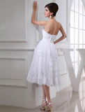 A-Line/Princess Beading Sweetheart Sleeveless Organza Applique Taffeta Wedding Dresses Bridal Gowns
