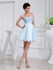 A-Linie/Princess-Linie Perlenstickerei Herzausschnitt Ärmellos Applikationen Elastisch Gewebe Satin Organza Brautjungfernkleider Homecoming Ballkleid