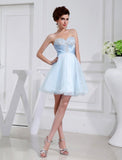 A-Linie/Princess-Linie Perlenstickerei Herzausschnitt Ärmellos Applikationen Elastisch Gewebe Satin Organza Brautjungfernkleider Homecoming Ballkleid
