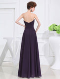 A-Line/Princess Sweetheart Sleeveless Chiffon Pleats Long Bridesmaid Dresses Evening Prom Dress