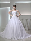 Ball Gown Beading Sleeveless Strapless Satin Applique Wedding Dresses Bridal Gowns