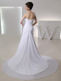 A-Line/Princess Beading Strapless Sleeveless Pleated Chiffon Wedding Dresses Bridal Gowns