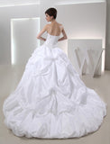 Ball Gown Beading Sleeveless Long Taffeta Wedding Dresses Bridal Gowns