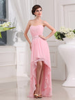 A-Linie/Princess-Linie Perlenstickerei Herzausschnitt Ärmellos High Low Chiffon Kleider Ballkleid Homecoming Kleider