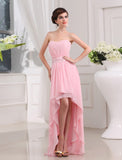 A-Linie/Princess-Linie Perlenstickerei Herzausschnitt Ärmellos High Low Chiffon Kleider Ballkleid Homecoming Kleider