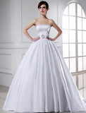 Ball Gown Beading Strapless Sleeveless Long Satin Wedding Dresses Bridal Gowns