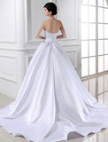 Ball Gown Beading Strapless Sleeveless Long Satin Wedding Dresses Bridal Gowns