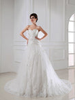 A-Line/Princess Beading Applique Sweetheart Sleeveless Satin Tulle Wedding Dresses Bridal Gowns