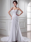 Trumpet/Mermaid Beading Sweetheart Sleeveless Chiffon Long Wedding Dresses Bridal Gowns