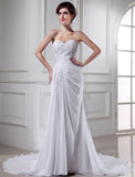 Trumpet/Mermaid Beading Sweetheart Sleeveless Chiffon Long Wedding Dresses Bridal Gowns