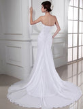 Trumpet/Mermaid Beading Sweetheart Sleeveless Chiffon Long Wedding Dresses Bridal Gowns