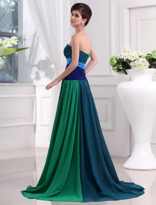 A-Linie/Princess-Linie Herzausschnitt Ärmellos Perlen verziert Lange Chiffon Kleider Abiball-/Abendkleid