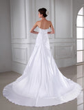 A-Line/Princess Beading Applique Sleeveless Silk like Satin Wedding Dresses Bridal Gowns