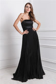 A-Line/Princess Strapless Sleeveless Ruffles Long Chiffon Bridesmaid Dresses Evening Prom Dress