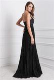 A-Line/Princess Strapless Sleeveless Ruffles Long Chiffon Bridesmaid Dresses Evening Prom Dress