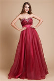A-Line/Princess Sweetheart Sleeveless Long Organza Dresses Prom Evening Dress
