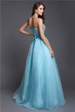 A-Line/Princess Sweetheart Beading Sleeveless Long Organza Dresses Prom Evening Dress Ball Gowns