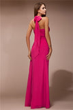 Sheath/Column Halter Sleeveless Long Ruffles Chiffon Bridesmaid Dresses Evening Prom Dress