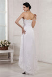 Sheath/Column Sweetheart Sleeveless Beading Applique High Low Organza Wedding Dresses Bridal Gowns