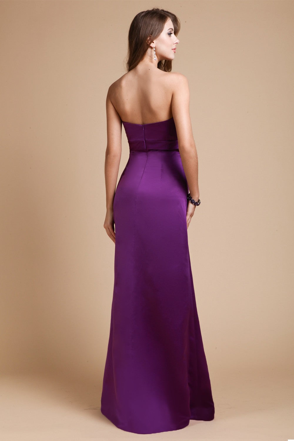 Sheath/Column Sweetheart Sleeveless Long Bowknot Satin Bridesmaid Dresses Evening Prom Dress