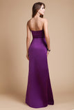 Sheath/Column Sweetheart Sleeveless Long Bowknot Satin Bridesmaid Dresses Evening Prom Dress