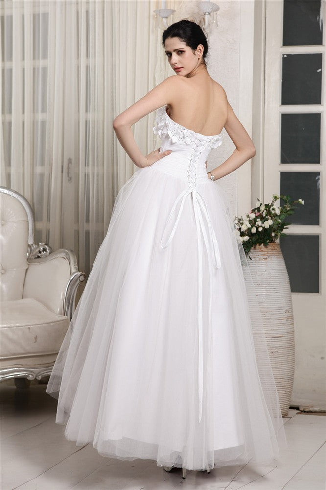 Ball Gown Sweetheart Sleeveless Beading Long Organza Wedding Dresses Bridal Gowns