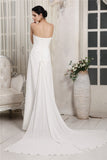 Sheath/Column Sweetheart Sleeveless Ruffles Long Chiffon Wedding Dresses Bridal Gowns
