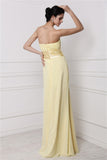 Sheath/Column Strapless Sleeveless Pleats Hand-Made Flower Long Chiffon Bridesmaid Dresses Formal Evening Dress