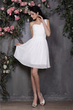 A-Linie/Princess-Linie One-Shoulder-Träger Ärmellos Falten Kurz Chiffon Brautjungfernkleider Homecoming Ballkleid