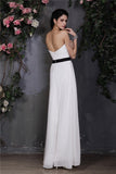Sheath/Column Sweetheart Sleeveless Pleats Hand-Made Flower Long Chiffon Bridesmaid Dresses Formal Evening Dress