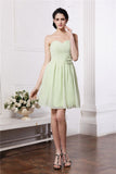 A-Line/Princess Sweetheart Sleeveless Pleats Hand-Made Flower Chiffon Bridesmaid Dresses Wedding Party Dress