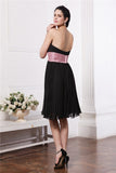 A-Line/Princess Strapless Sleeveless Sash Beading Short Chiffon Bridesmaid Dresses Homecoming Cocktail Dress