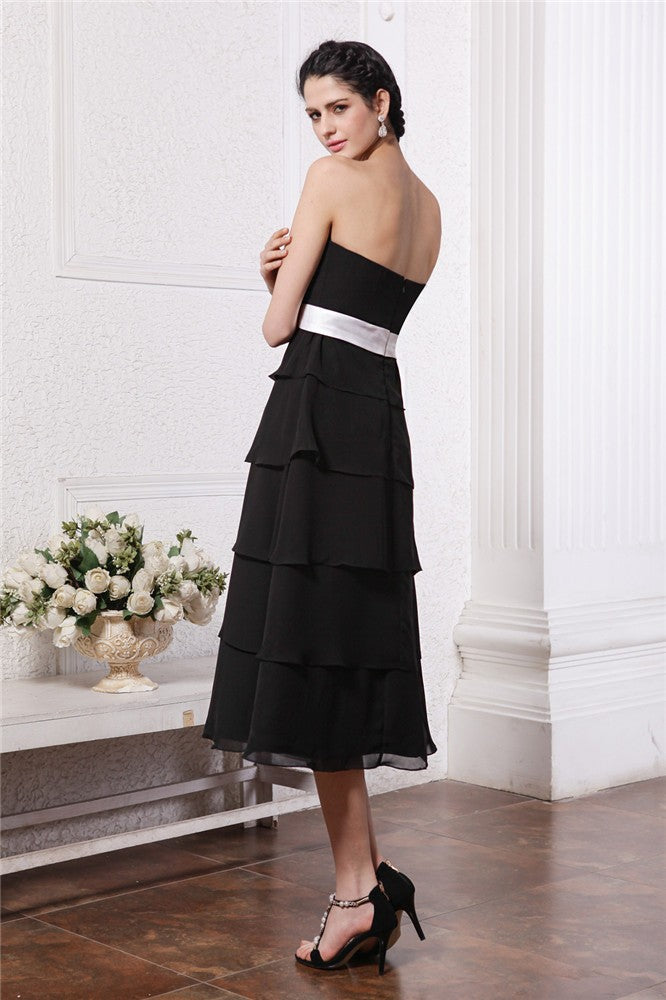 A-Line/Princess Sweetheart Sleeveless Short Sash Ruffles Short Chiffon Bridesmaid Dresses Wedding Party Dress