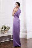 Sheath/Column Scoop Sleeveless Beading Bowknot Long Silk like Satin Bridesmaid Dresses Evening Formal Dress