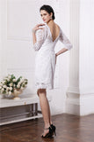 Sheath/Column Half Sleeves Bateau Short Lace Wedding Dresses Bridal Gowns