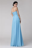 Etui-Linie Trägerlos Ärmellos Rüschen Lang Chiffon Brautjungfernkleider Abendkleid Ballkleid