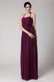 Sheath/Column Halter Sleeveless Hand-Made Flower Long Chiffon Bridesmaid Dresses Evening Prom Dress