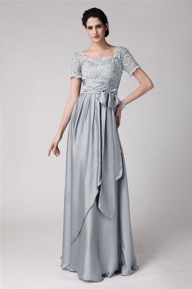 Sheath/Column Square Beading Applique Silk like Satin Mother of the Bride Dresses