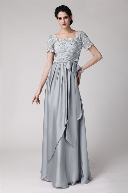 Sheath/Column Square Beading Applique Silk like Satin Mother of the Bride Dresses